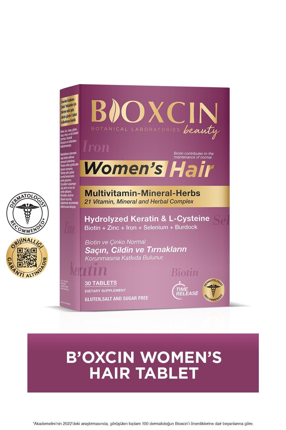 Bioxcin Womens Hair 30 Tablet - Keratin Kolajen Biotin Çinko Demir Selenyum Dul Avrat L Sistein.