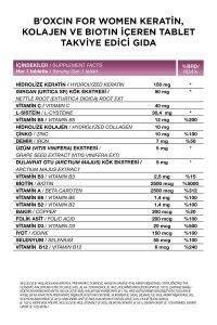 Bioxcin Womens Hair 30 Tablet - Keratin Kolajen Biotin Çinko Demir Selenyum Dul Avrat L Sistein.