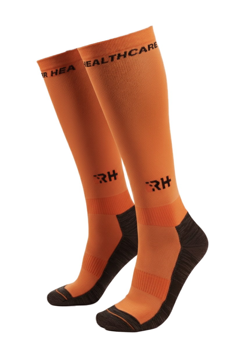 Rider Healthcare ProRide Gümüş İplikli+Havlu Uzun Çorap Turuncu Siyah Men