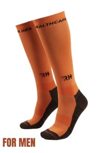 Rider Healthcare ProRide Gümüş İplikli+Havlu Uzun Çorap Turuncu Siyah Men