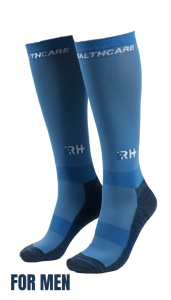 Rider Healthcare ProRide Gümüş İplikli+Havlu Uzun Çorap Mavi Beyaz Men