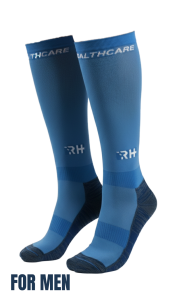 Rider Healthcare ProRide Gümüş İplikli+Havlu Uzun Çorap Mavi Beyaz Men