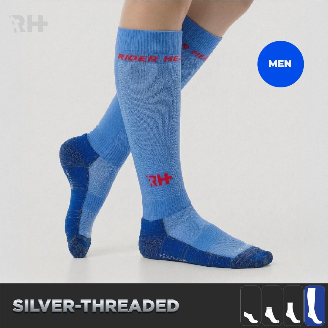 Cryo Silver + Havlu Taban Uzun Çorap — Mavi/Beyaz (Erkek)