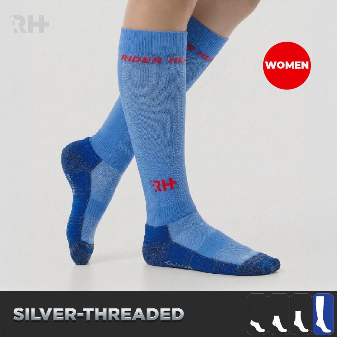 Cryo Silver + Havlu Taban Uzun Çorap — Mavi/Beyaz (Kadın)