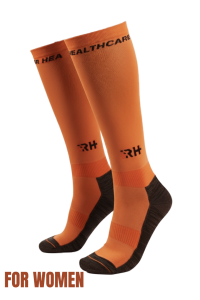 Rider Healthcare ProRide Gümüş İplikli+Havlu Uzun Çorap Turuncu Siyah Women