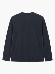 Tencel Okaliptus Lifli Premium Oversize Uzun Kollu T-Shirt - Antrasit