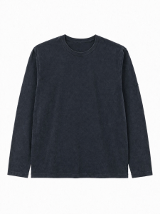 Tencel Okaliptus Lifli Premium Oversize Uzun Kollu T-Shirt - Antrasit