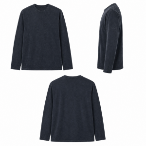 Tencel Okaliptus Lifli Premium Oversize Uzun Kollu T-Shirt - Antrasit